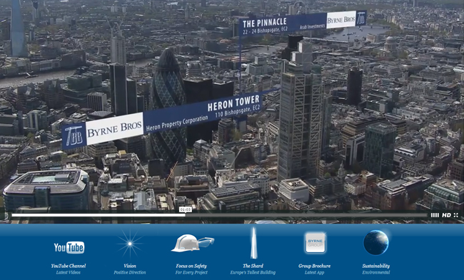 Screenshot of the video player on Byrne Group's homepage