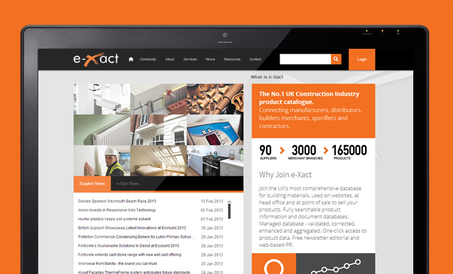 iPad screenshot of e-Xact's homepage