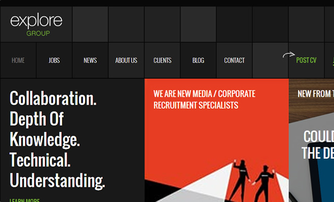 A cropped screen shot of explore group's website homepage