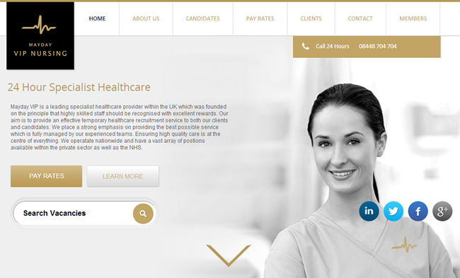 Screenshot of Mayday's homepage