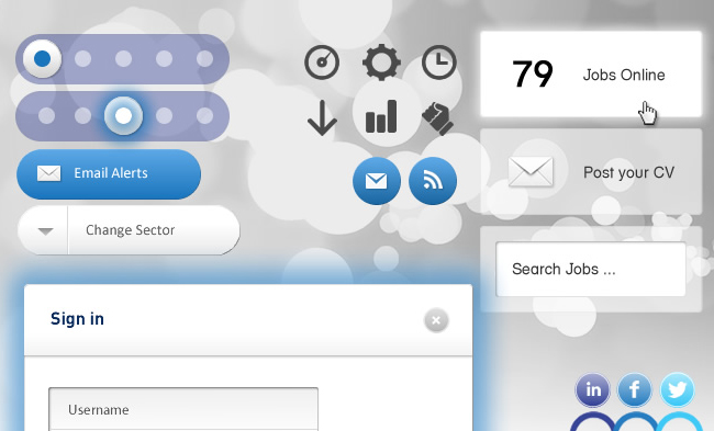 Variety of custom icons designed to be unique for the Navartis site
