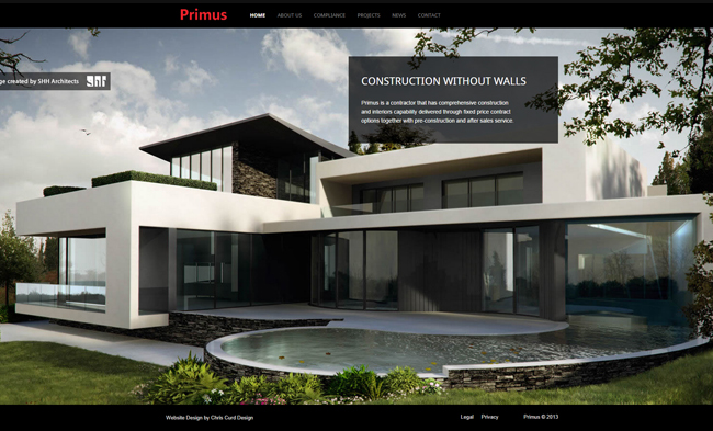 Screenshot of Primus' homepage